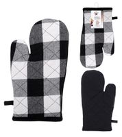 Rękawica kuchenna tekstylna gruba NICOLE 100% bawełna kratka biały czarny