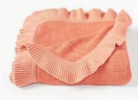 Koc z bawełny z falbanką Pansy 130 x 170 cm