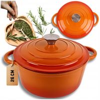 2X EMALIOWANY GARNEK ŻELIWNY 26cm 5L HAGE ORANGE