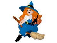 Balon foliowy "Czarownica na miotle", 24 cale [balon z helem]