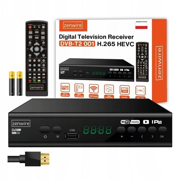 Tuner Dekoder Satelitarny DVB-T2 HEVC H.265 Full HD Telewizji zdjęcie 1