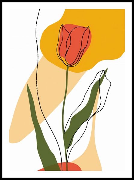 Plakat 50x70cm Przerysowany Tulipan zdjęcie 3