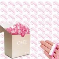 100x SZCZOTECZKA szczoteczki jednorazowe do pyłu paznokci ODPYLANIA różowe