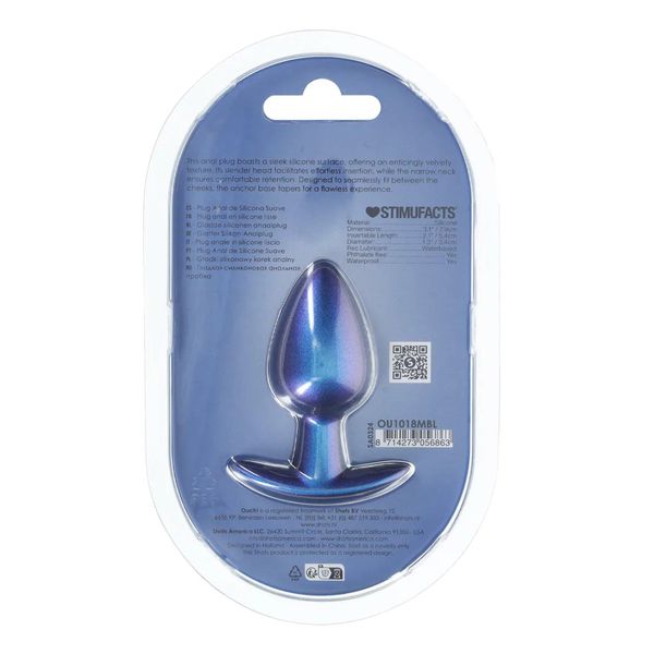 Smooth Silicone Anal Plug - Medium - 3.1 / 7,9 Cm - Metallic Blue zdjęcie 3