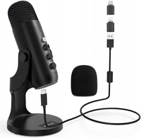 ZealSound K66 Mikrofon USB Pojemnościowy Czarny Streaming Podcast