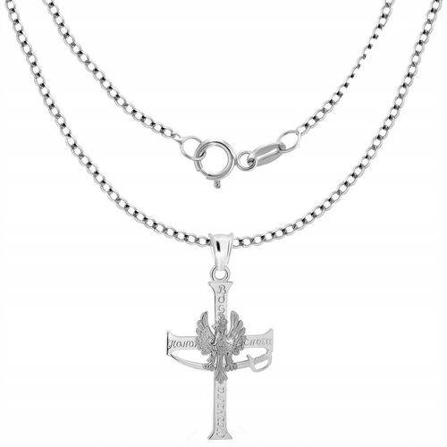 Łańcuszek Męski Srebrny Pancerka Patriotyczny Krzyżyk 925 Bóg Honor GRAWER na Arena.pl