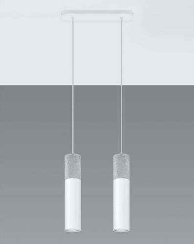 Skandynawska LAMPA wisząca SL.0648 loftowa OPRAWA metalowy ZWIS tuby beton białe na Arena.pl