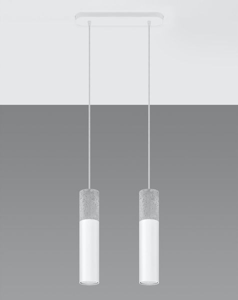 Skandynawska LAMPA wisząca SL.0648 loftowa OPRAWA metalowy ZWIS tuby beton białe zdjęcie 3