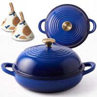 BRYTFANNNA GARNEK DO PIECZENIA CHLEBA ŻELIWNA 26CM GAZ PIEKARNIK NIEBIESKI
