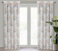 Zasłona gotowa na taśmie ELLIE 140x270 kremowa łososiowe kwiaty