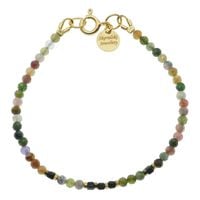 Bransoletka - cięty Turmalin kolorowy. Hematyt i srebro złocone 18 cm