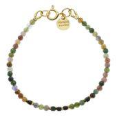 Bransoletka - cięty Turmalin kolorowy. Hematyt i srebro złocone 19 cm