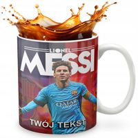 KUBEK 330ml GRAFIKA PREZENT ŚWIĘTA WZÓR - PIŁKA NOŻNA MESSI + IMIĘ