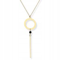 NASZYJNIK SREBRNY POZŁACANY Z KAMIENIEM ONYKS