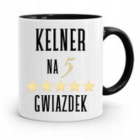 Dla Kelnera Kubek Czarny Kelner Na 5 Gwiazdek Z Nadrukiem Ze Zdjęciem