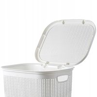 KOSZ NA PRANIE BIELIZNĘ BRUDNĄ 50L POJEMNIK PLASTIKOWY DUŻY Z POKRYWĄ BIAŁY