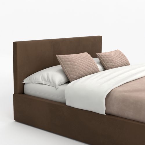 ŁÓŻKO TAPICEROWANE DO SYPIALNI 120x200 ŁÓŻKO PODWÓJNE Z POJEMNIKIEM BRĄZOWE na Arena.pl