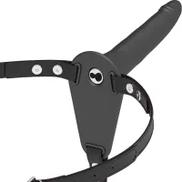 fetish submissive harness black - uprząż intymna z wibracją 15 cm