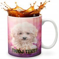 KUBEK 330ml GRAFIKA PREZENT ŚWIĘTA WZÓR - PIESEK PIES ZWIERZE + IMIĘ