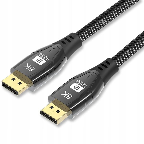 KABEL PRZEWÓD DISPLAYPORT 1.4 8K 60Hz 4K 240Hz 2m W OPLOCIE FREESYNC G-SYNC zdjęcie 3
