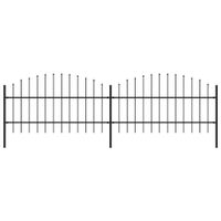 Panele ogrodzeniowe z grotami, stal, (0,75-1) x 3,4 m, czarne