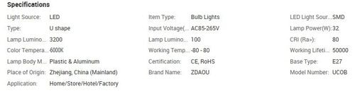 Żarówka LED  4u32w COB 2600 lm biała zimna 6000K na Arena.pl