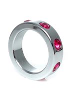 pierścień metal cock ring with pink diamonds medium
