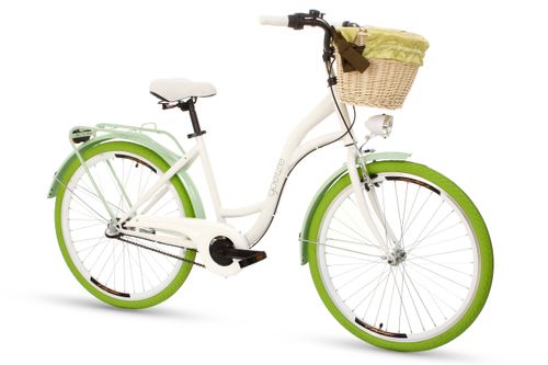 Damski rower miejski Goetze Style 26 3b + kosz / Biało-pistacjowy na Arena.pl