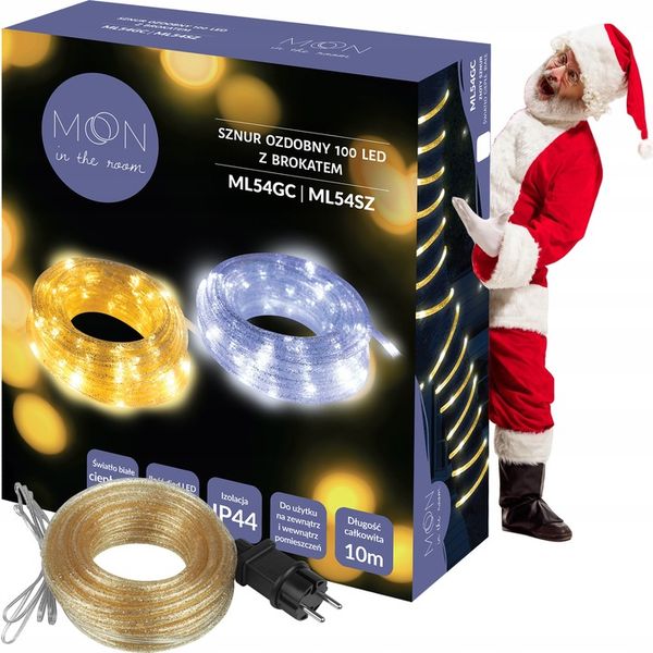 PIĘKNY JASNY WĄŻ ŚWIETLNY Z BROKATEM LED LAMPKI OZDOBNE CHOINKOWE 10M ZEW. zdjęcie 4