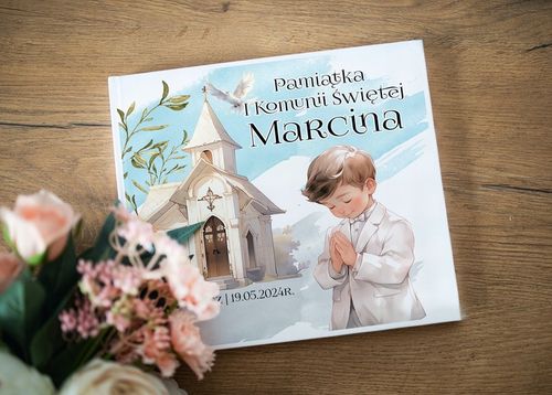 KSIĘGA GOŚCI NA KOMUNIĘDLA CHŁOPCA - PIĘKNA PAMIĄTKA NA ZDJĘCIA [w12] na Arena.pl