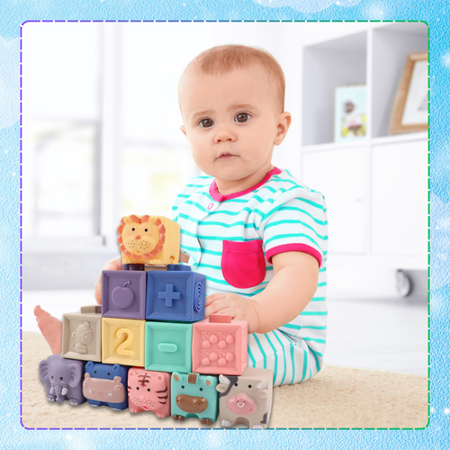 miękkie kreatywne klocki sensoryczne dla niemowląt dzieci funkcja gryzaka na Arena.pl