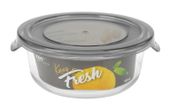Pojemnik szklany żaroodporny okrągły z pokrywką do żywności KEEP IT FRESH 400 ml szary