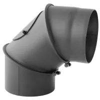 Kolano kominowe czarne nastawne z rewizją 3-segmentowe 90° 130 mm