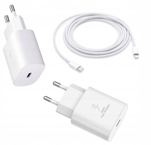 MOCNA SZYBKA ŁADOWARKA SIECIOWA 25W DO iPhone + KABEL LIGHTNING USB-C TYP C zdjęcie 1