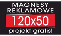 MAGNES REKLAMOWY reklama magnetyczna na samochód auto 120x50 PROJEKT GRATIS