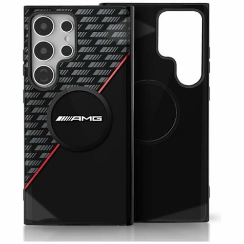 Etui AMG Double Layer Rhombs MagSafe do Samsung Galaxy S25 Ultra czarno-cze na Arena.pl