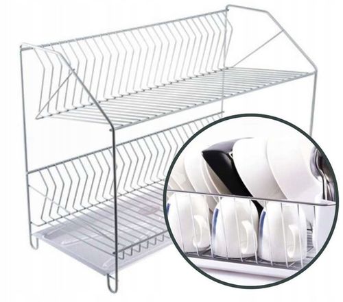 Suszarka do naczyń z tacką 2-poziomowa 50 cm osączarka ociekacz biała na Arena.pl