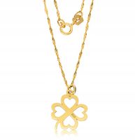 Złoty Łańcuszek Damski Naszyjnik Koniczyna Koniczynka ZŁOTO 585