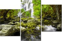 60 90CM OBRAZ 3 ELEM WODOSPAD ZIELENI ŚCIENNY DRUK PŁÓTNO