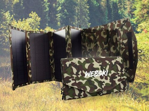 PRZENOŚNY PANEL SŁONECZNY 4 PANELE 2xUSB 20W MATA SOLARNA SKŁADNA W GÓRY na Arena.pl