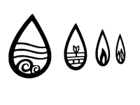 Dekoracja Ścienna 4 Żywioły Drewniana Czarna Obraz na Ścianę 82 cm