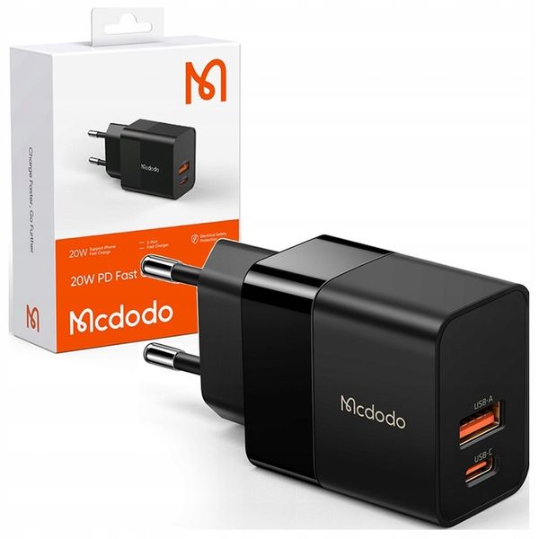 MCDODO SZYBKA ŁADOWARKA USB + USB-C 20W DO IPHONE zdjęcie 1