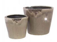 2 szt. DONICA LOBI RETRO brąz ceramiczna
