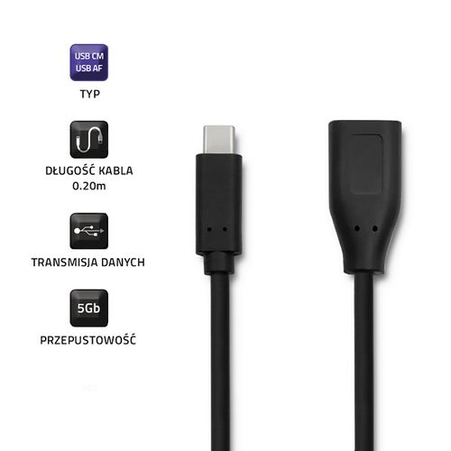 Qoltec Kabel USB 3.1 typ C męski | USB 3.0 A żeński | 0.2m na Arena.pl