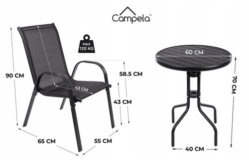 Meble Ogrodowe Zestaw Mebli Ogrodowych Stół 2x Krzesła Taras Balkon Komplet na Arena.pl