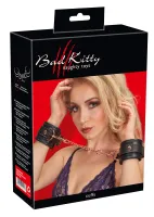 bad kitty kajdanki black&gold - regulowane, pluszowe, metalowy łańcuszek