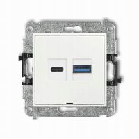 KARLIK MINI Ładowarka USB podwójna C + A 20W max. biały połysk MCUSBBO-8