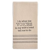 bawełniany ręcznik kuchenny o gofrowej fakturze z wyszywanym napisem