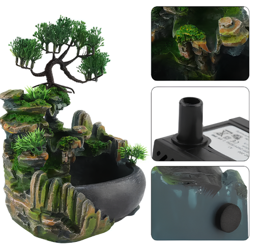 Stołowy wodospad Bonsai Feng Shui RESTEQ z oświetleniem i mgłą na Arena.pl