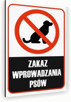 Tabliczka znak informacyjny 20x15 Biała ZAKAZ WPROWADZANIA PSÓW Nierdzewna